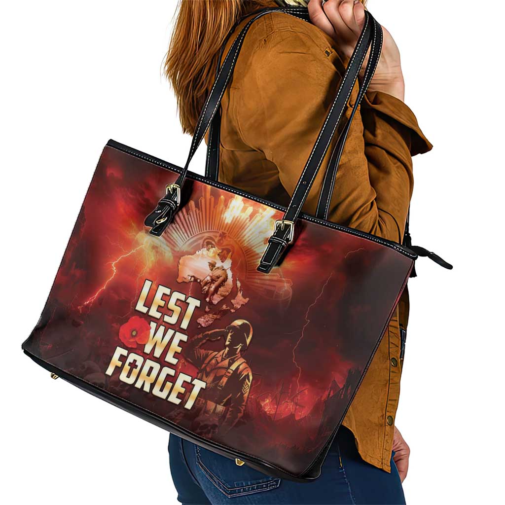 Honouring The ANZAC Spirit Leather Tote Bag Gallipoli Lest We Forget LT05 - Polynesian Pride