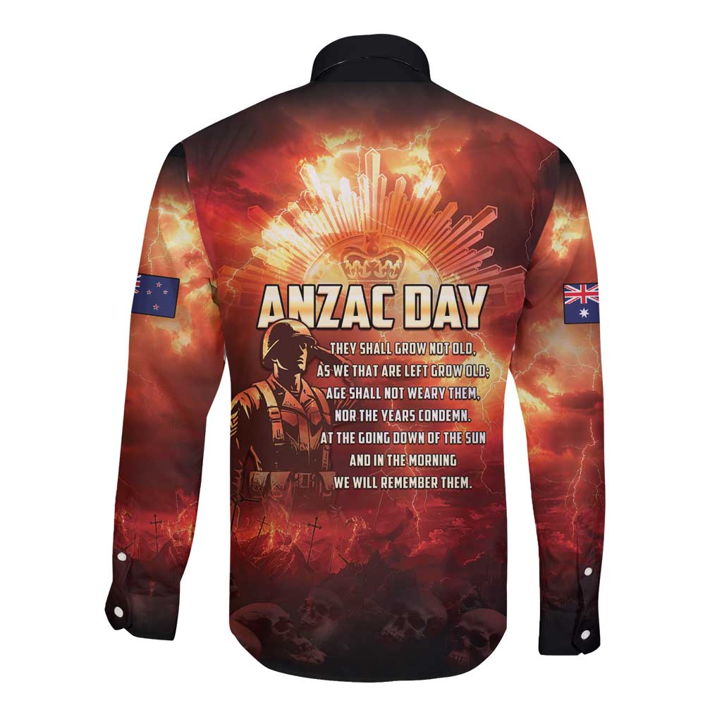 Honouring The ANZAC Spirit Long Sleeve Button Shirt Gallipoli Lest We Forget LT05 - Polynesian Pride