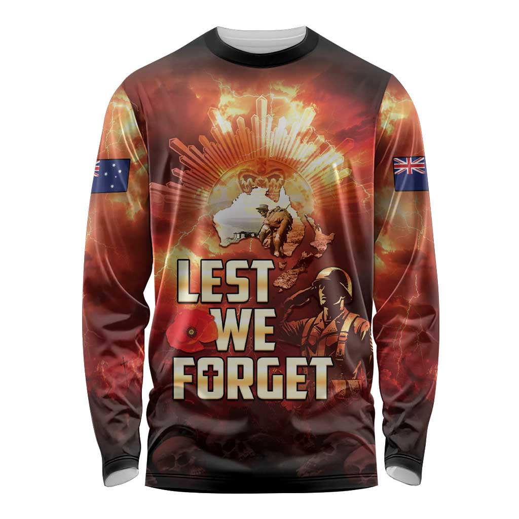 Honouring The ANZAC Spirit Long Sleeve Shirt Gallipoli Lest We Forget LT05 Unisex Red - Polynesian Pride