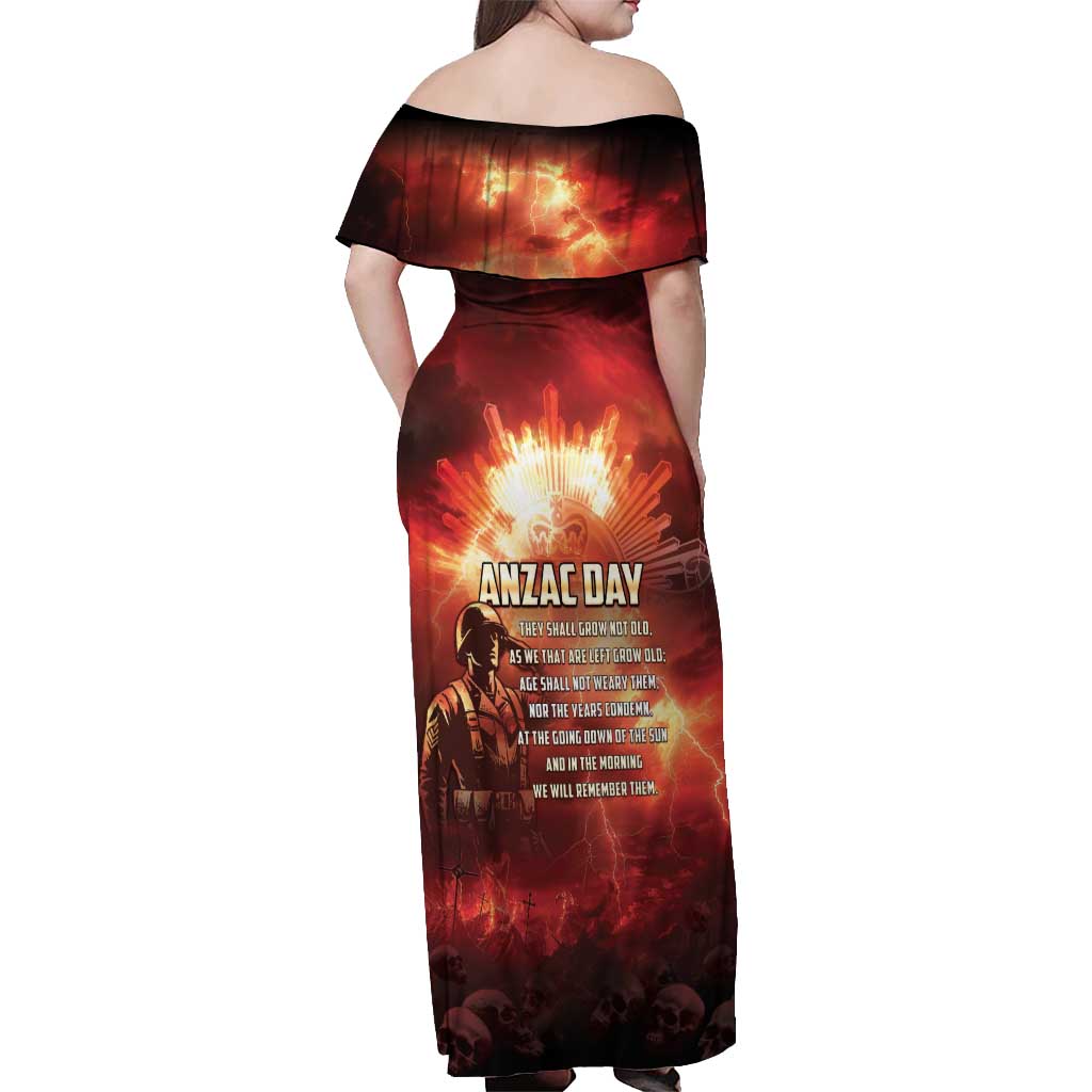 Honouring The ANZAC Spirit Off Shoulder Maxi Dress Gallipoli Lest We Forget LT05 - Polynesian Pride