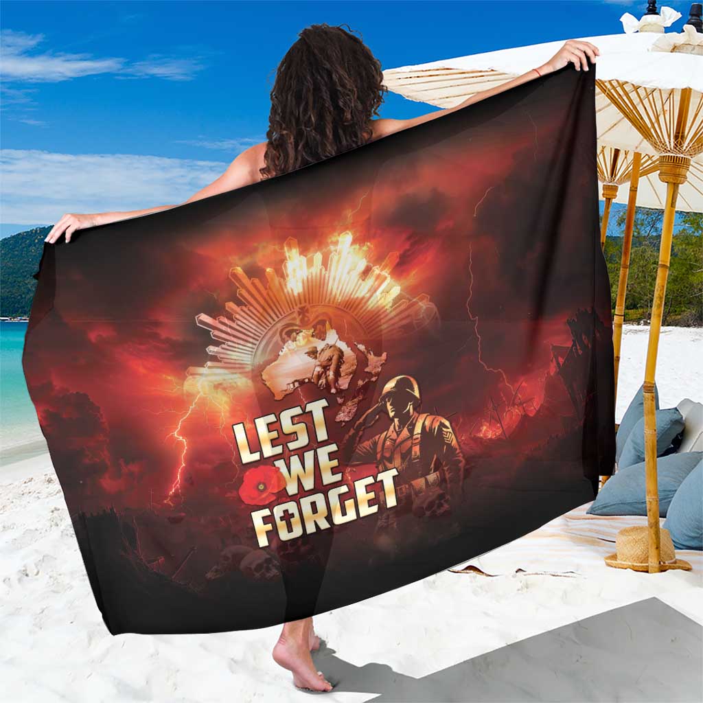 Honouring The ANZAC Spirit Sarong Gallipoli Lest We Forget LT05 One Size 44 x 66 inches Red - Polynesian Pride