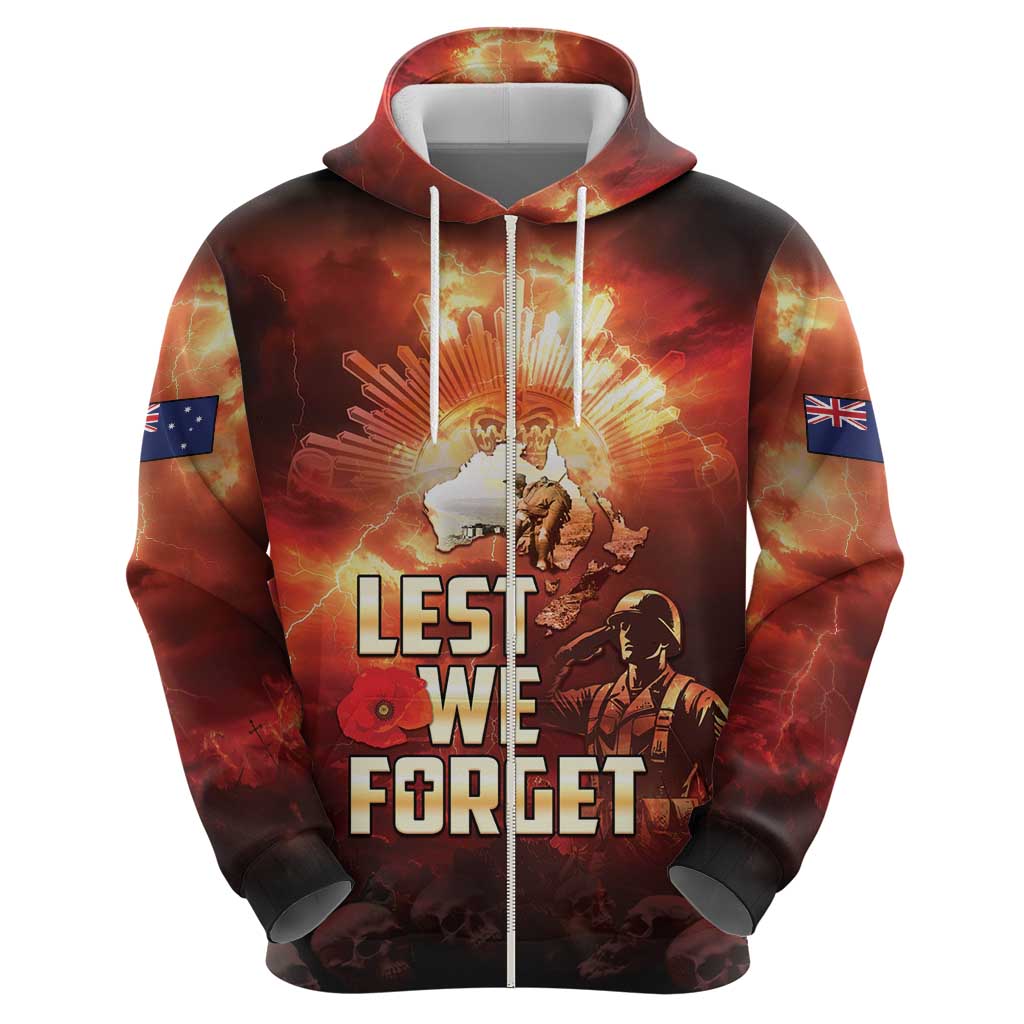 Honouring The ANZAC Spirit Zip Hoodie Gallipoli Lest We Forget LT05 - Polynesian Pride