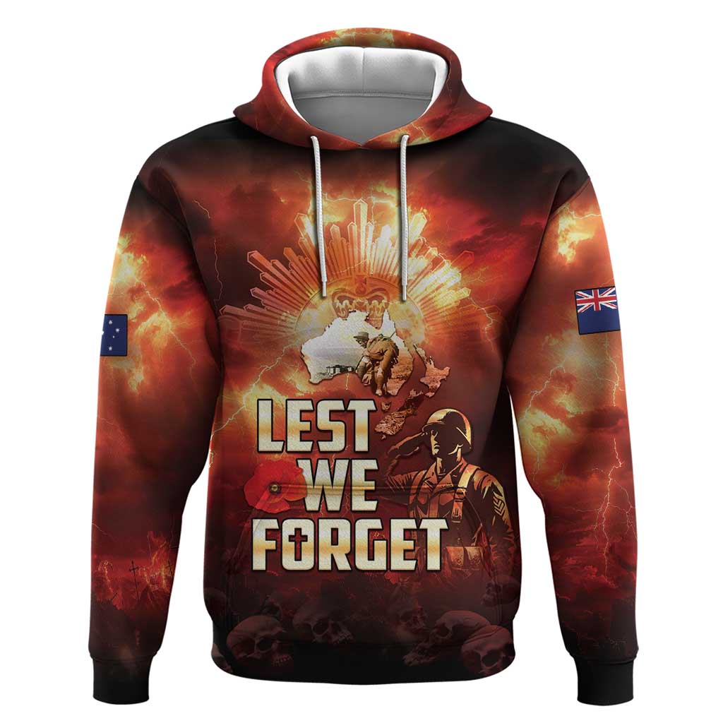 Honouring The ANZAC Spirit Zip Hoodie Gallipoli Lest We Forget LT05 Pullover Hoodie Red - Polynesian Pride