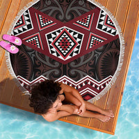 New Zealand Aotearoa Beach Blanket Red Taniko Art Maori Pattern LT05 - Polynesian Pride
