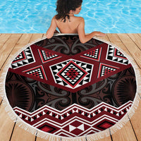 New Zealand Aotearoa Beach Blanket Red Taniko Art Maori Pattern LT05 - Polynesian Pride