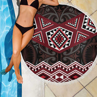 New Zealand Aotearoa Beach Blanket Red Taniko Art Maori Pattern LT05 - Polynesian Pride