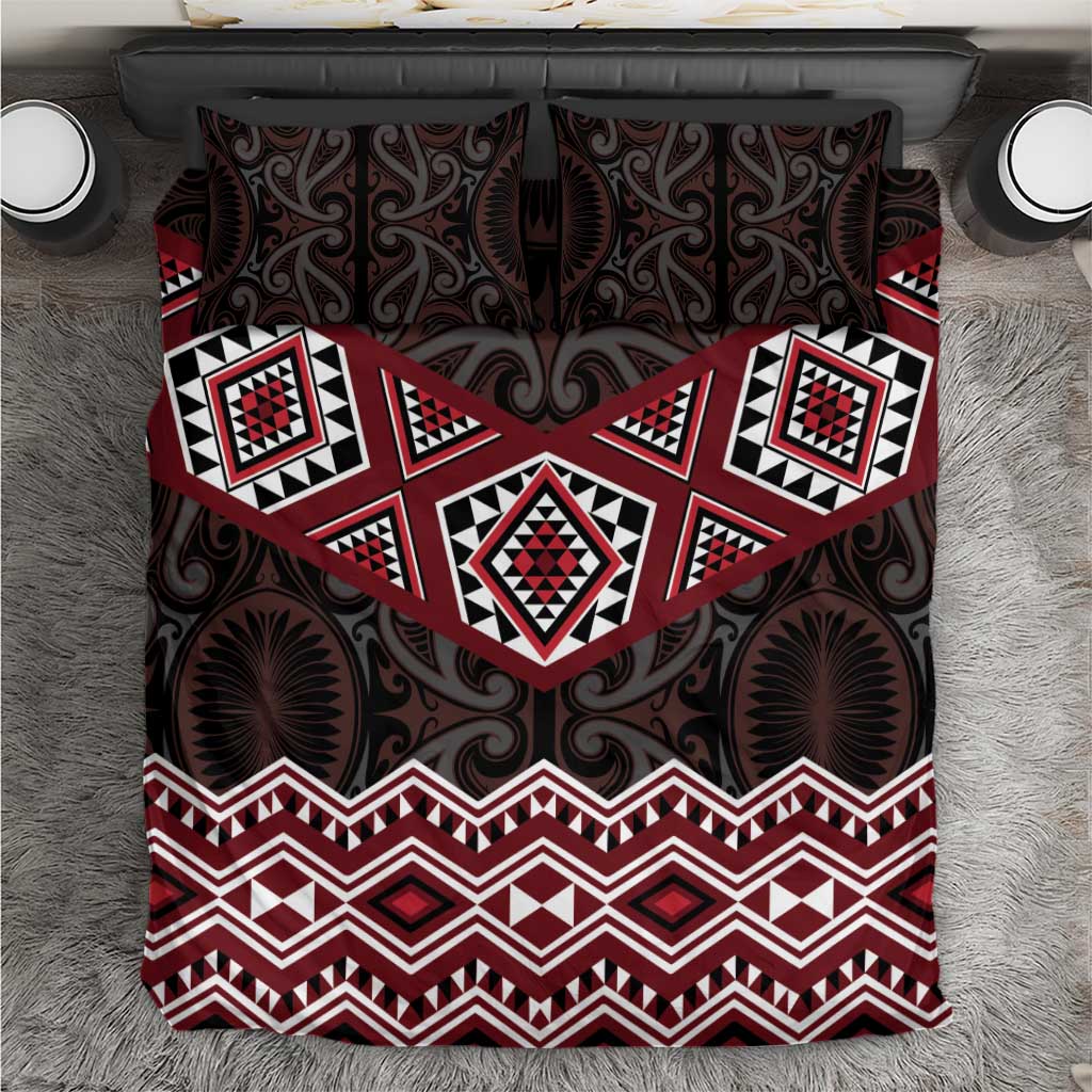 New Zealand Aotearoa Bedding Set Red Taniko Art Maori Pattern LT05 Red - Polynesian Pride