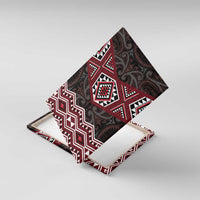 New Zealand Aotearoa Canvas Wall Art Red Taniko Art Maori Pattern LT05 With Frame Red - Polynesian Pride