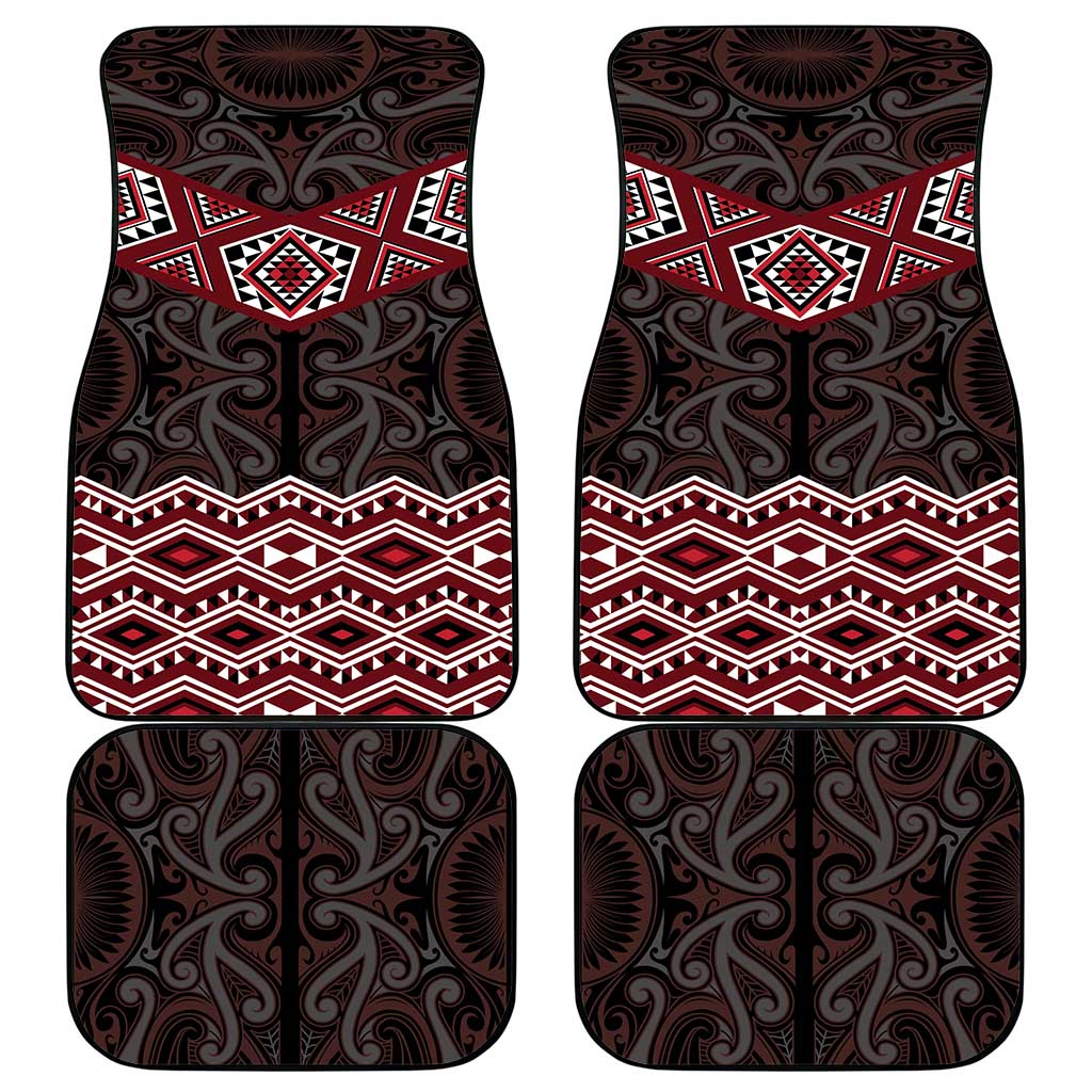 New Zealand Aotearoa Car Mats Red Taniko Art Maori Pattern LT05 - Polynesian Pride