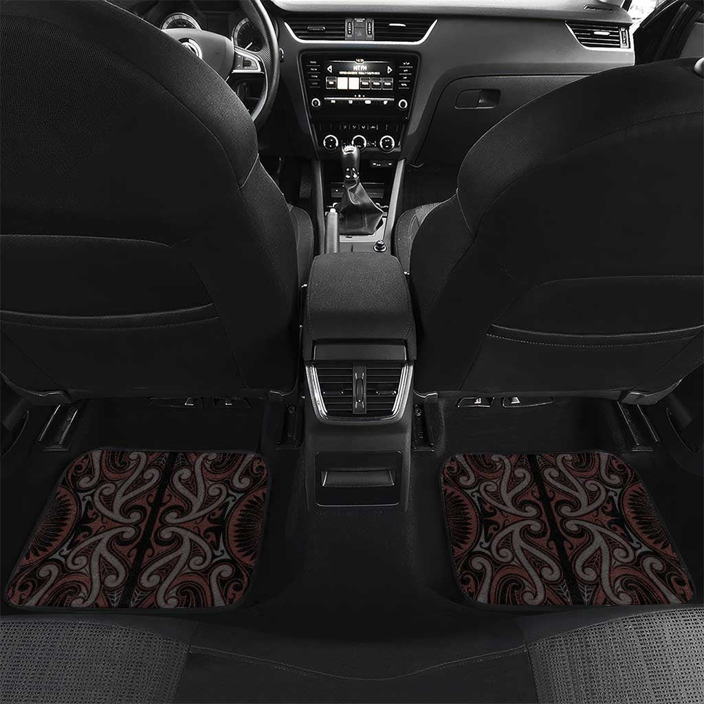 New Zealand Aotearoa Car Mats Red Taniko Art Maori Pattern LT05 Set 2pcs - Back Red - Polynesian Pride