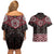 New Zealand Aotearoa Couples Matching Off Shoulder Short Dress and Hawaiian Shirt Red Taniko Art Maori Pattern