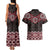 New Zealand Aotearoa Couples Matching Tank Maxi Dress and Hawaiian Shirt Red Taniko Art Maori Pattern