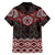 New Zealand Aotearoa Family Matching Off The Shoulder Long Sleeve Dress and Hawaiian Shirt Red Taniko Art Maori Pattern