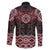 New Zealand Aotearoa Family Matching Off The Shoulder Long Sleeve Dress and Hawaiian Shirt Red Taniko Art Maori Pattern