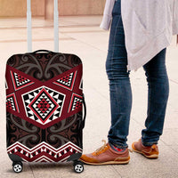 New Zealand Aotearoa Luggage Cover Red Taniko Art Maori Pattern LT05 Red - Polynesian Pride