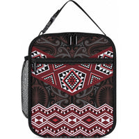 New Zealand Aotearoa Lunch Bag Red Taniko Art Maori Pattern LT05 10.2 × 8.3 × 4.3 inch Red - Polynesian Pride