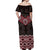 New Zealand Aotearoa Off Shoulder Maxi Dress Red Taniko Art Maori Pattern