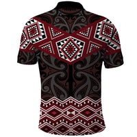 New Zealand Aotearoa Polo Shirt Red Taniko Art Maori Pattern LT05 - Polynesian Pride
