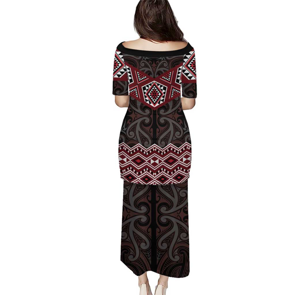 New Zealand Aotearoa Puletasi Red Taniko Art Maori Pattern LT05 - Polynesian Pride