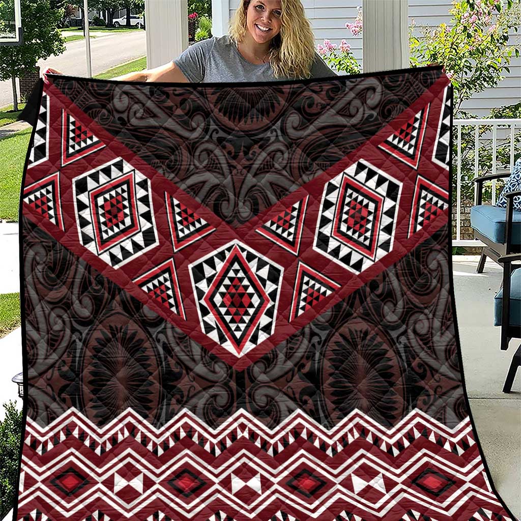 New Zealand Aotearoa Quilt Red Taniko Art Maori Pattern LT05 Red - Polynesian Pride