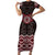 New Zealand Aotearoa Short Sleeve Bodycon Dress Red Taniko Art Maori Pattern