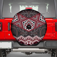 New Zealand Aotearoa Spare Tire Cover Red Taniko Art Maori Pattern LT05 - Polynesian Pride