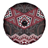 New Zealand Aotearoa Spare Tire Cover Red Taniko Art Maori Pattern LT05 - Polynesian Pride
