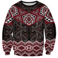 New Zealand Aotearoa Sweatshirt Red Taniko Art Maori Pattern LT05 Unisex Red - Polynesian Pride