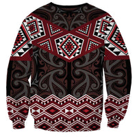 New Zealand Aotearoa Sweatshirt Red Taniko Art Maori Pattern LT05 - Polynesian Pride