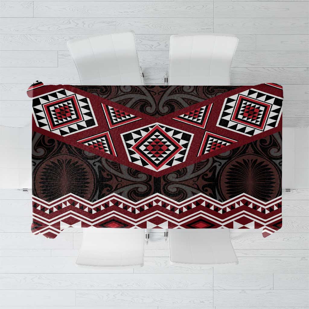 New Zealand Aotearoa Tablecloth Red Taniko Art Maori Pattern LT05 Red - Polynesian Pride