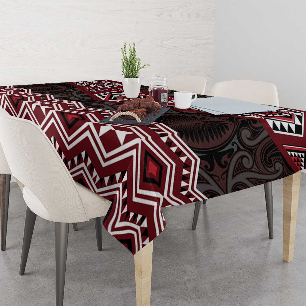 New Zealand Aotearoa Tablecloth Red Taniko Art Maori Pattern LT05 - Polynesian Pride