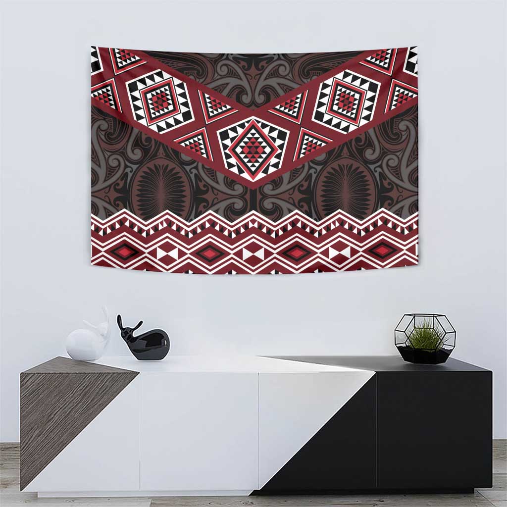 New Zealand Aotearoa Tapestry Red Taniko Art Maori Pattern LT05 - Polynesian Pride