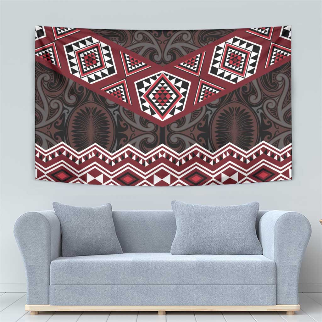 New Zealand Aotearoa Tapestry Red Taniko Art Maori Pattern LT05 - Polynesian Pride