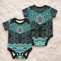New Zealand Aotearoa Baby Onesie Turquoise Taniko Art Maori Pattern LT05 - Polynesian Pride
