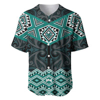 New Zealand Aotearoa Baseball Jersey Turquoise Taniko Art Maori Pattern LT05 Turquoise - Polynesian Pride