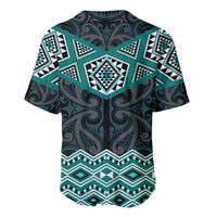 New Zealand Aotearoa Baseball Jersey Turquoise Taniko Art Maori Pattern LT05 - Polynesian Pride