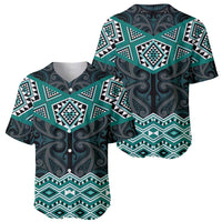 New Zealand Aotearoa Baseball Jersey Turquoise Taniko Art Maori Pattern LT05 - Polynesian Pride