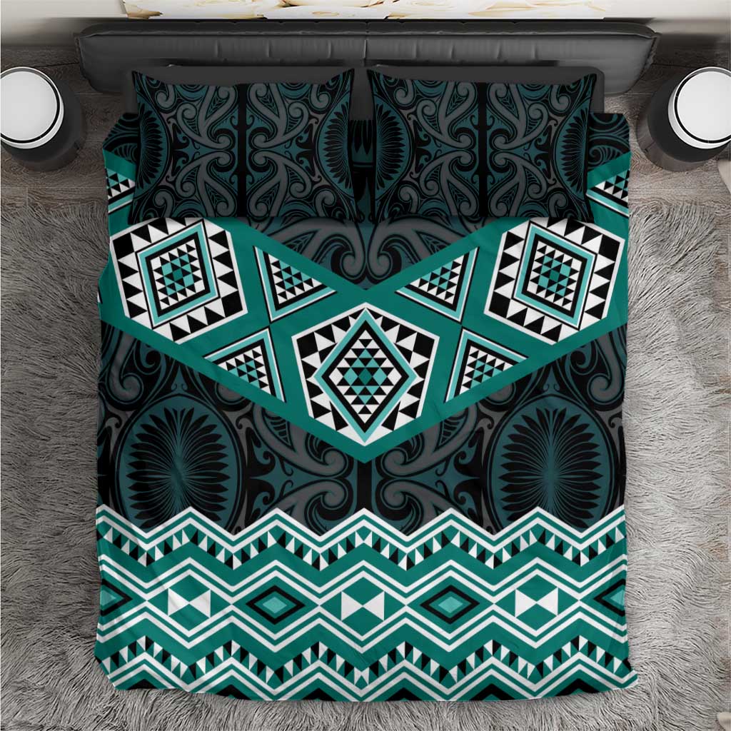 New Zealand Aotearoa Bedding Set Turquoise Taniko Art Maori Pattern LT05 Turquoise - Polynesian Pride