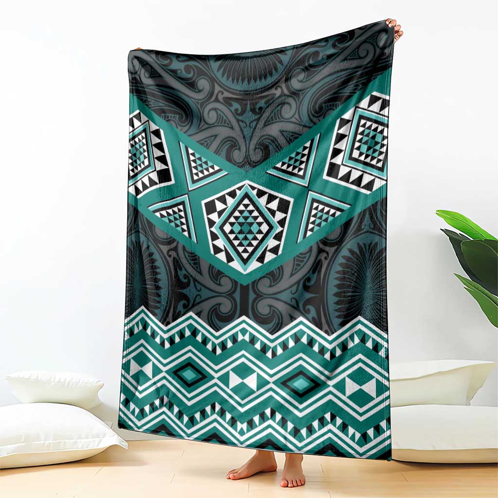 New Zealand Aotearoa Blanket Turquoise Taniko Art Maori Pattern LT05 - Polynesian Pride