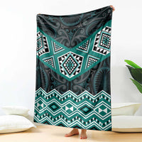 New Zealand Aotearoa Blanket Turquoise Taniko Art Maori Pattern LT05 - Polynesian Pride