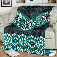 New Zealand Aotearoa Blanket Turquoise Taniko Art Maori Pattern LT05 - Polynesian Pride