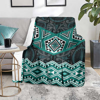 New Zealand Aotearoa Blanket Turquoise Taniko Art Maori Pattern LT05 - Polynesian Pride