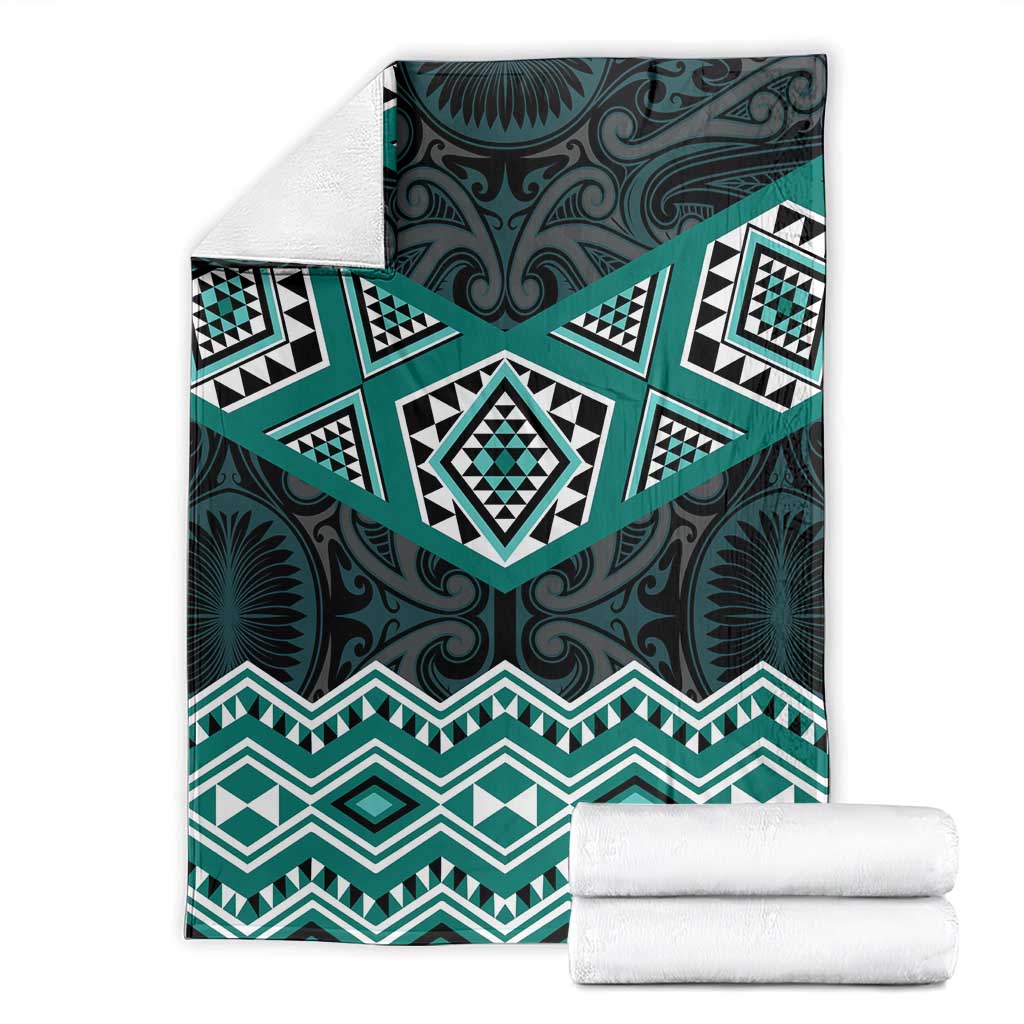 New Zealand Aotearoa Blanket Turquoise Taniko Art Maori Pattern LT05 - Polynesian Pride
