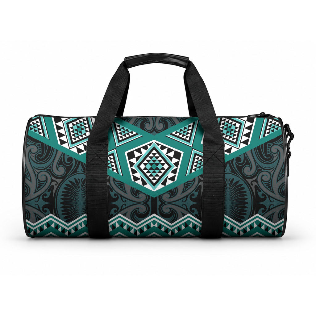 New Zealand Aotearoa Duffle Bag Turquoise Taniko Art Maori Pattern LT05 One size Turquoise - Polynesian Pride