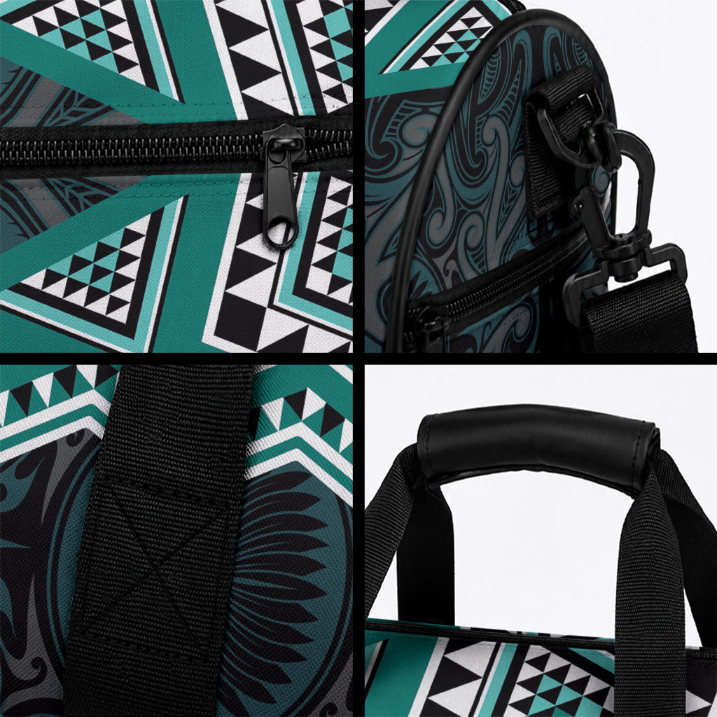 New Zealand Aotearoa Duffle Bag Turquoise Taniko Art Maori Pattern LT05 - Polynesian Pride