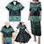 New Zealand Aotearoa Family Matching Puletasi and Hawaiian Shirt Turquoise Taniko Art Maori Pattern