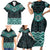 New Zealand Aotearoa Family Matching Short Sleeve Bodycon Dress and Hawaiian Shirt Turquoise Taniko Art Maori Pattern