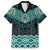 New Zealand Aotearoa Family Matching Short Sleeve Bodycon Dress and Hawaiian Shirt Turquoise Taniko Art Maori Pattern