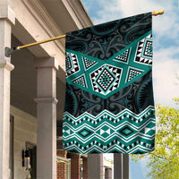 New Zealand Aotearoa Garden Flag Turquoise Taniko Art Maori Pattern LT05 House Flag Turquoise - Polynesian Pride