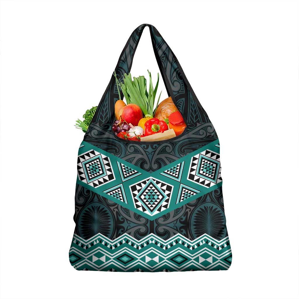 New Zealand Aotearoa Grocery Bag Turquoise Taniko Art Maori Pattern LT05 1-pack One Size Turquoise - Polynesian Pride